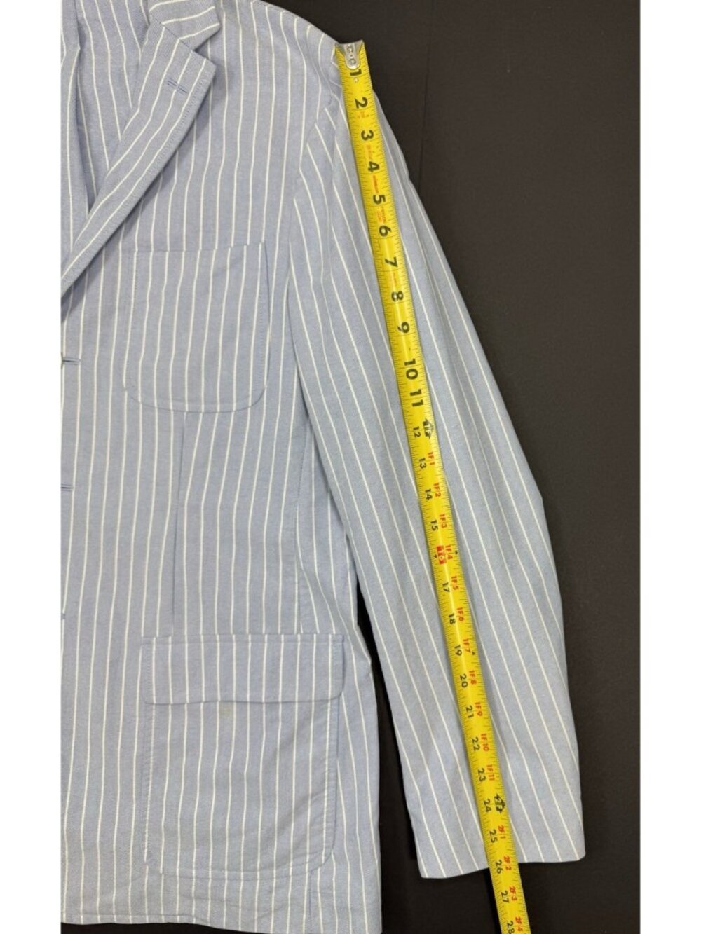 Rugby Ralph Lauren Mens Sport Coat Jacket Size Large Striped Blue White Blazer - Picture 12 of 16